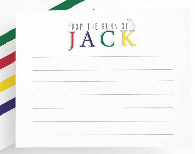 Personalized Summer Camp Stationery Set - Green, Camp, Summer, Kids Stationery, Summer camp notecards, Camp gifts, Camp Writing Set