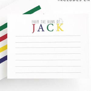 Personalized Summer Camp Stationery Set - Green, Camp, Summer, Kids Stationery, Summer camp notecards, Camp gifts, Camp Writing Set