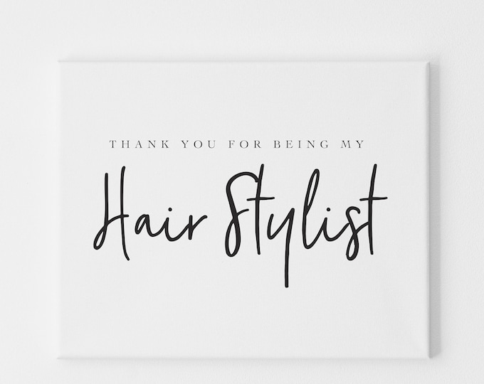 Wedding Vendor Thank You Card - Bridal Hair Stylist Gift, Elegant Wedding Hairdresser Card, Custom Wedding Stylist Appreciation