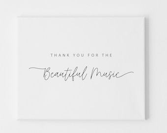 Thank You for the Beautiful Music Wedding Day Musician Card, Thank You Card for Wedding Vendor, Day of Wedding Cards from Bride and Groom