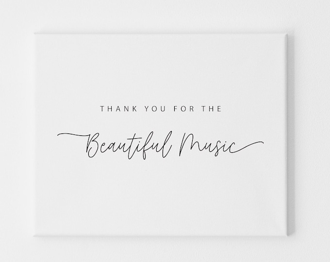 Thank You for the Beautiful Music Wedding Day Musician Card, Thank You Card for Wedding Vendor, Day of Wedding Cards from Bride and Groom