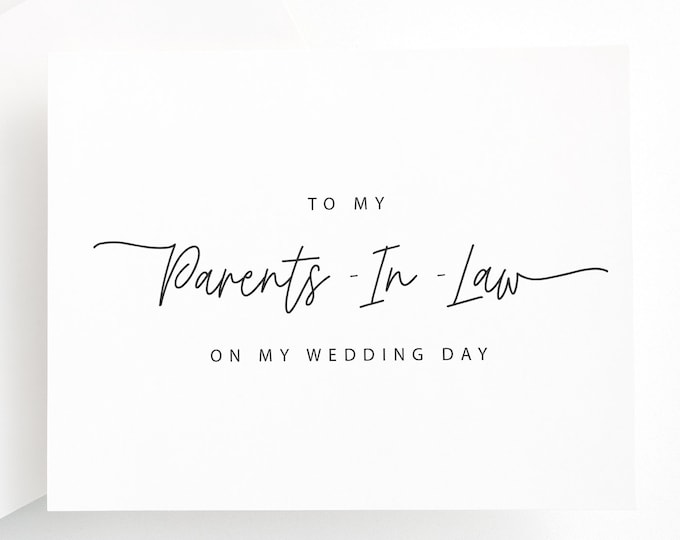 To My Parents In Law on my Wedding Day Card, Card for In Laws on Wedding Day, Wedding Cards for Parents, Parents-In-Law Wedding Card