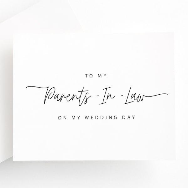 To My Parents In Law on my Wedding Day Card, Card for In Laws on Wedding Day, Wedding Cards for Parents, Parents-In-Law Wedding Card