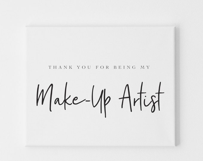 Thank You for Being my Make-Up Artist Card for Wedding Day, Thank You Cards for Wedding Vendors, Day of Cards from Bride and Groom
