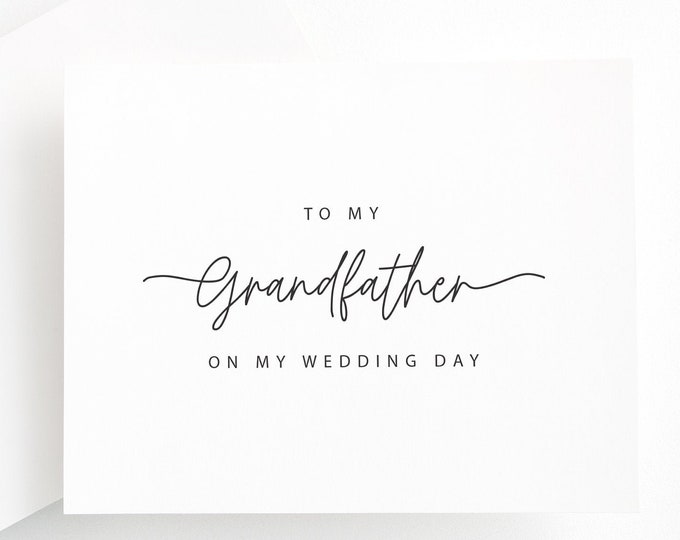 To My Grandpa on My Wedding Day Card, Wedding Card for Grandfather, Grandparent Wedding Card, Sentimental Card from Bride or Groom