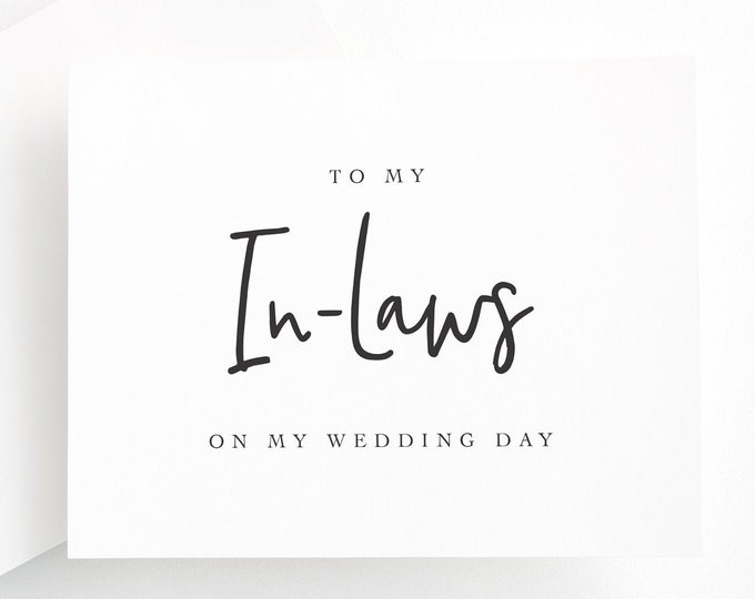 Wedding Day Card for In-Laws – To My In-Laws on Wedding Day, Mother & Father-in-Law Card, Card for Groom’s Parents, Elegant Keepsake