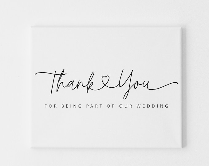Thank You for Being Part of Our Wedding Card, Card for Wedding Day from Bride and Groom, Thank You Cards for Wedding Day, Thank You Notes