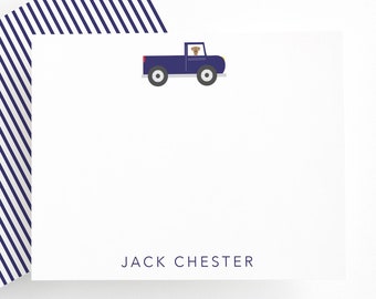 Blue Farm Truck Birthday Thank You Cards, Transportation Thank You Notes, Red Stationery for Boys, Truck Birthday, Personalized Stationery