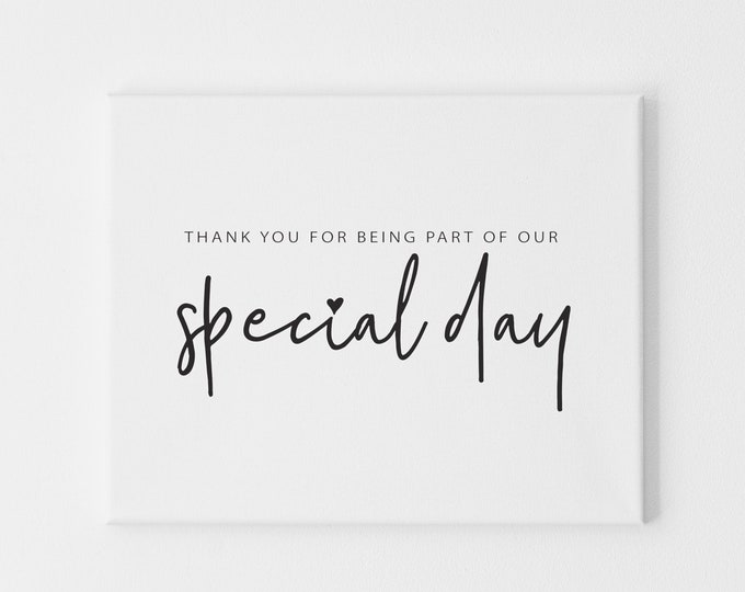 Special Day Wedding Card, Thank You Wedding Card, Thank You For Being A Part Of Our Special Day Card, Newlywed Thank You, Wedding Guest Card