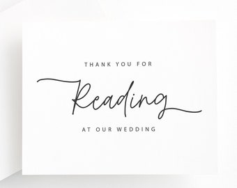 Wedding Reader Thank You Card, Thank You For Being Our Reader Card, Reader Wedding Card, Thank You For Reading Card, Wedding Card For Friend