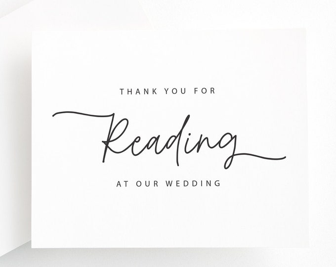 Thank You for Being Our Reader Card – Wedding Reader Gift, Wedding Thank You, Reader Role Card, Ceremony Reader Thank You