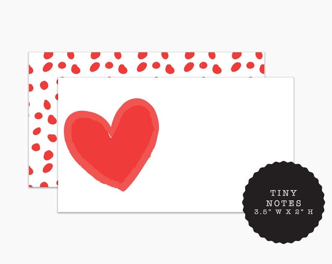 Heart Mini Note Cards, Red Stationery Set, Tiny Thank You Notes