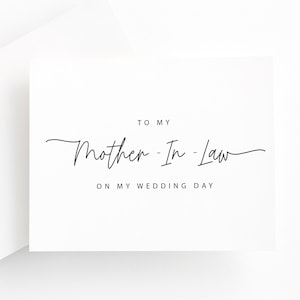 Tarjeta para mi suegra, suegra en el día de mi boda, suegros en el día de mi boda, tarjeta para la madre del novio, madre de la novia