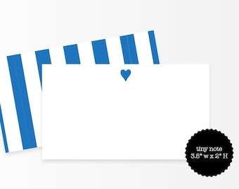 Blue Heart Mini Note Cards – Tiny Notes for Lunchboxes, Gifts & Love Notes, 3.5x2” Little Notes, Preppy Stripe Stationery Set
