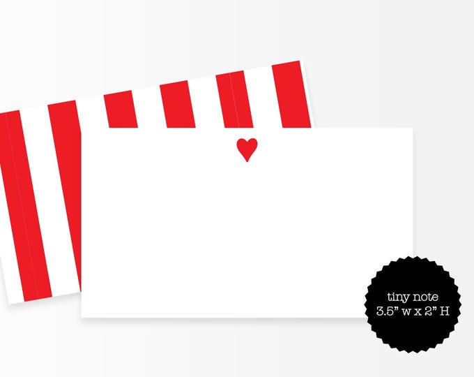 Red Heart Mini Note Cards – Tiny Notes for Valentine’s Day, Gifts & Love Notes, 3.5x2” Little Notes, Candy Stripe Stationery Set