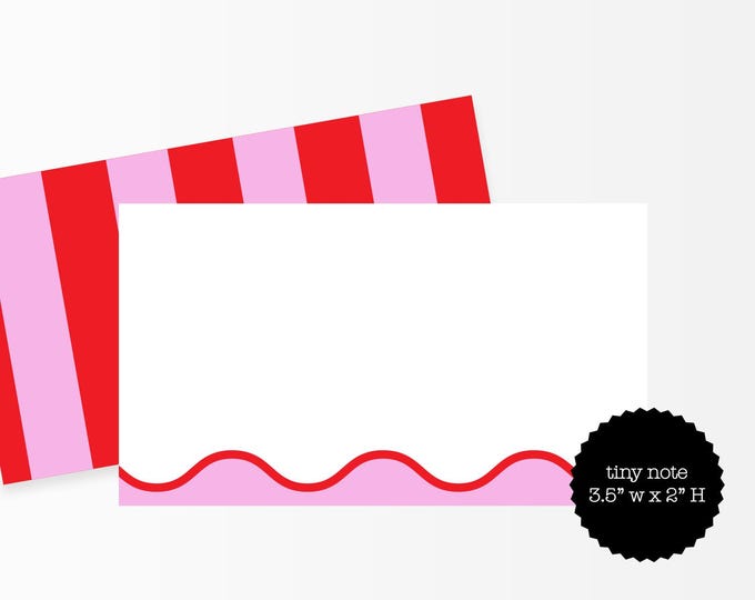 Mini Note Cards in Red & Pink Stripe – Tiny Notes 3.5x2 Inch, Set of 35, Gift Enclosure Cards, Lunchbox Notes, Christmas Party Favor