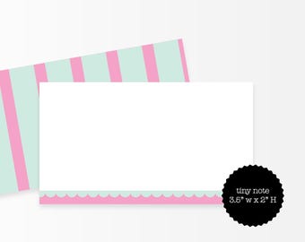 Mini Notes Pastel Stripe, Tiny Note Cards 3.5x2 Inch, Set of 35, Gift Enclosure Cards, Cute Lunchbox Notes, Party Favor Stationery
