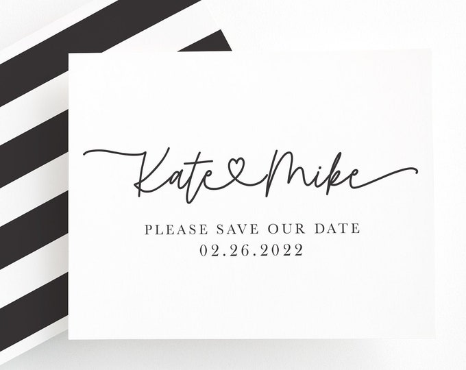 Simple Save the Date Cards, Pretty Heart Save The Date Card, Wedding Announcement Card, Classy Save The Date Card, Simple Wedding Invitation