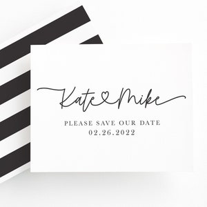 Simple Save the Date Cards, Pretty Heart Save The Date Card, Wedding Announcement Card, Classy Save The Date Card, Simple Wedding Invitation