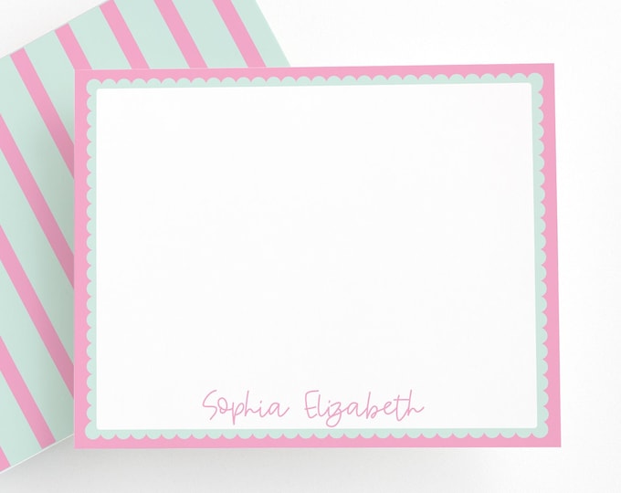 Personalized Scalloped Stationery, Custom Thank you Notes, Birthday Gift, Custom Name Notecards, Stationary, Hostess Gift, Christmas Gift