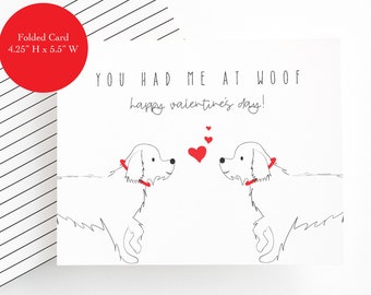 VALENTINES DAY CARD, You had me at Woof Card, Cards for Dog Moms, From Dog love Cards, Dog Cards, Funny love Cards, Card for boyfriend