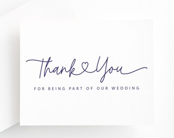 Thank You for Being Part of Our Wedding Card, Wedding Vendor, Vendor Thank You Cards, Florist Thank You, Photographer, Bride and Groom Thank