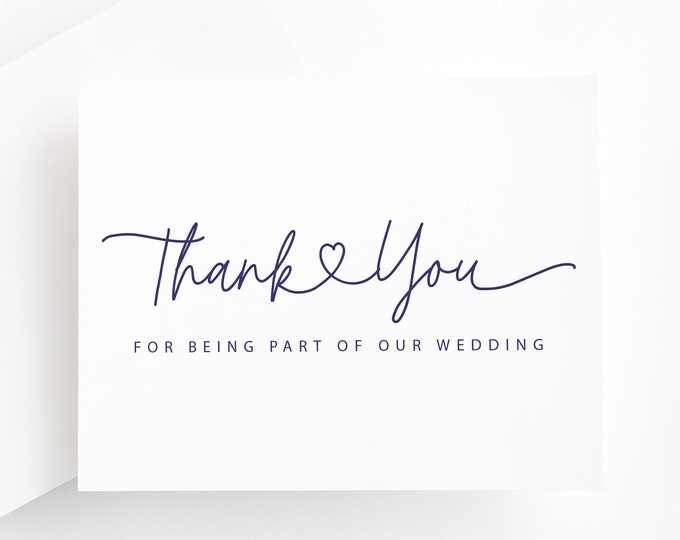 Thank You for Being Part of Our Wedding Card, Wedding Vendor, Vendor Thank You Cards, Florist Thank You, Photographer, Bride and Groom Thank