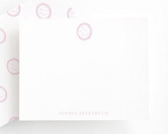 Tarjeta de notas de conejito, papelería de conejito, papelería para bebés, papelería para bebés, tarjetas de agradecimiento personalizadas para niñas, tarjetas de agradecimiento para baby shower