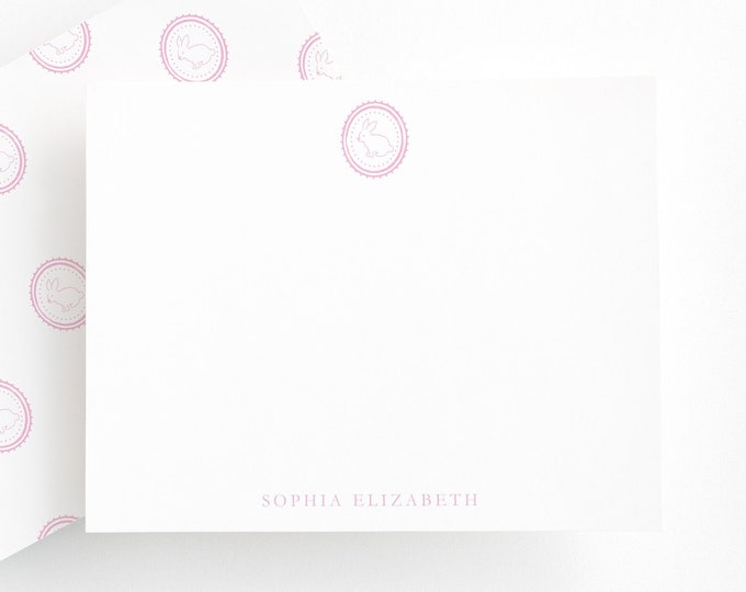 Bunny Note Card, Bunny Stationery, Baby Stationery, Baby Stationary, Personalized Baby Girl Thank You Cards, Baby Shower Thank You Cards
