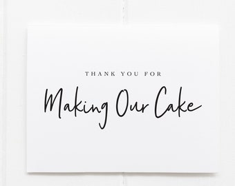 Thank you for making our cake card, Wedding Cake Thank You, Handwritten Font, Wedding Bakery, Thank You Card, Wedding Cards, Handlettering