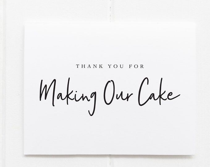 Thank you for making our cake card, Wedding Cake Thank You, Handwritten Font, Wedding Bakery, Thank You Card, Wedding Cards, Handlettering