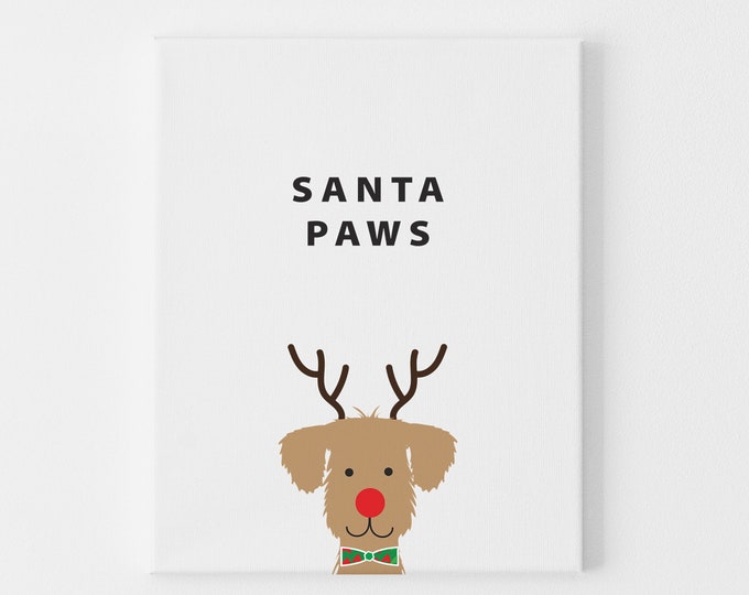 Santa Paws Dog Card, Cute Merry Christmas Dog Cards , Christmas Pun Card, Dog Walker Gift, Santa Claus Paws, Seasons Greetings