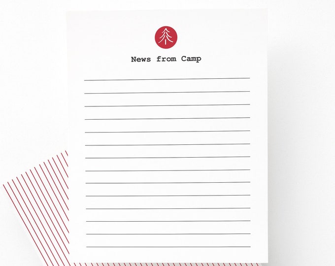 Camp Flat Notes, Stationery, Stationery, NEWS from Camp, Camp Stationery Set for Kids, Sleep Away Camp Cards for Kids Summer Camp