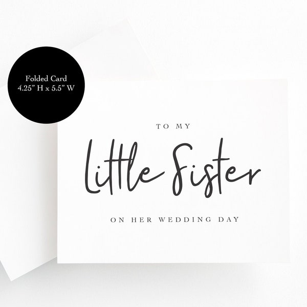 Little Sister On Your Wedding Day, Card For Sister Wedding Day, Card To Sister, Wedding Day Sister Card
