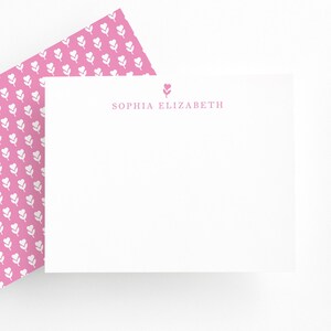 Personalized Vintage Floral Pink and White Stationery Set for Girls, Baby Girl Shower Thank You Cards, Girls Birthday Custom Stationary