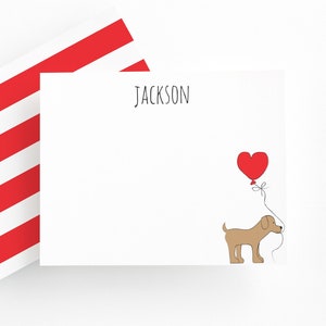Hund mit Ballon Personalisiertes Briefpapier für Kinder, Baby Boy Schreibwaren, Personalisiertes Briefpapier für Jungen, Babyparty Dankeschön