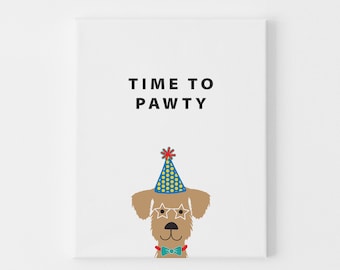 Happy Birthday Card for Kids, Pun Birthday Card, Dog Card, Time to Party Card, Birthday Gifts for Dog People, Dog Greeting Cards, Funny Card