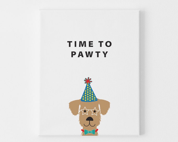 Happy Birthday Card for Kids, Pun Birthday Card, Dog Card, Time to Party Card, Birthday Gifts for Dog People, Dog Greeting Cards, Funny Card