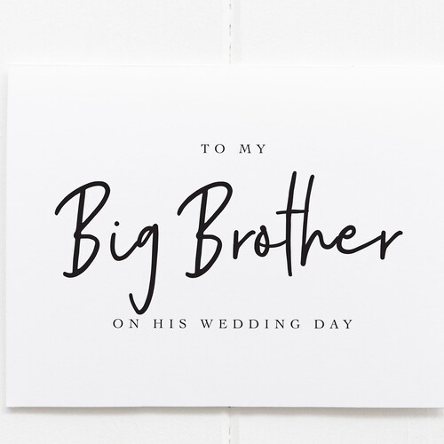 To My Brother on His Wedding Day Card Card From Sister to Etsy