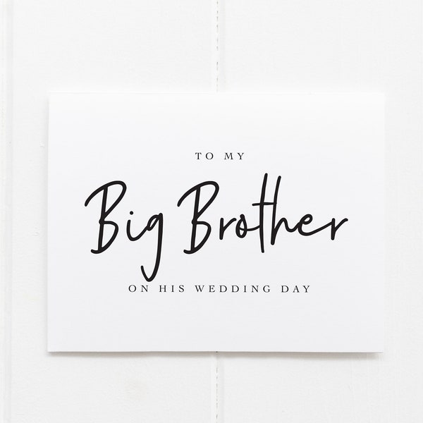 To My Brother on His Wedding Day Card, Card from Sister to Brother on Wedding Day, Card for Groom From Sister, Big Brother Wedding Day Card