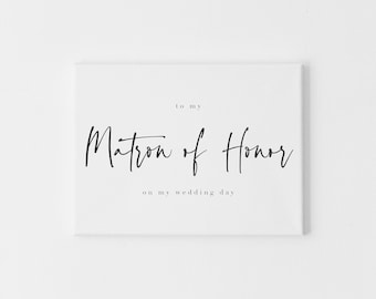 Wedding Day Card for Matron of Honor, Wedding Party Thank You Cards, Maid of Honor on Wedding Day, Bridesmaid Thank You, Man of Honor Card