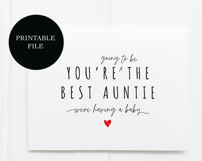 PRINTABLE Pregnancy Announcement Card, You're Going To Be an aunt, pregnancy announcement digital, baby and expecting cards, best aunt