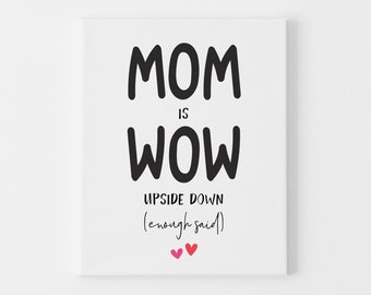Mom is Wow Upside Down Mother's Day Card for Mama, Mother's Day Quote Cards, Funny Mother's Day Cards for Mom, Gifts for Moms