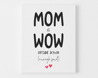 Mom is Wow Upside Down Mother's Day Card for Mama, Mother's Day Quote Cards, Funny Mother's Day Cards for Mom, Gifts for Moms