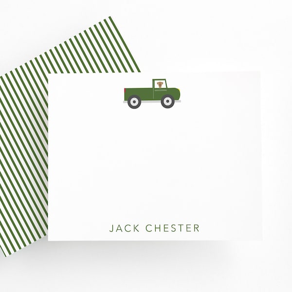 Pickup Truck Stationery for Little Boys, Cute Boys Stationery Set, Green Truck Stationary for Boys, Birthday Gift for Kids, New Baby Gift