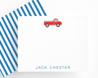 Fire Truck Stationery, Personalized Fire Truck Thank You Card Set, Boys Stationery, Boys Birthday Thank You Notes, Personalized Kids Cards