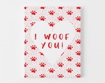 Dog Valentines Day Card, Card from Dog on Valentine's Day, Cute I woof You Card from Dog, Love Cards from Dog, Happy Valentine's Day Cards