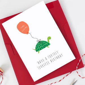 Tenga una tarjeta de cumpleaños de Turtley Terrific, tarjetas de cumpleaños divertidas para niños, tarjeta de cumpleaños de tortuga, tarjeta de felicitación para niños pequeños
