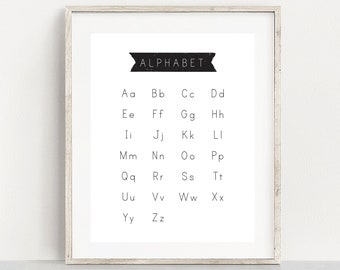 Alphabet Chart Printable, Educational Chart for Preschoolers, Alphabet Chart PDF, Preschool Poster, Learning Poster