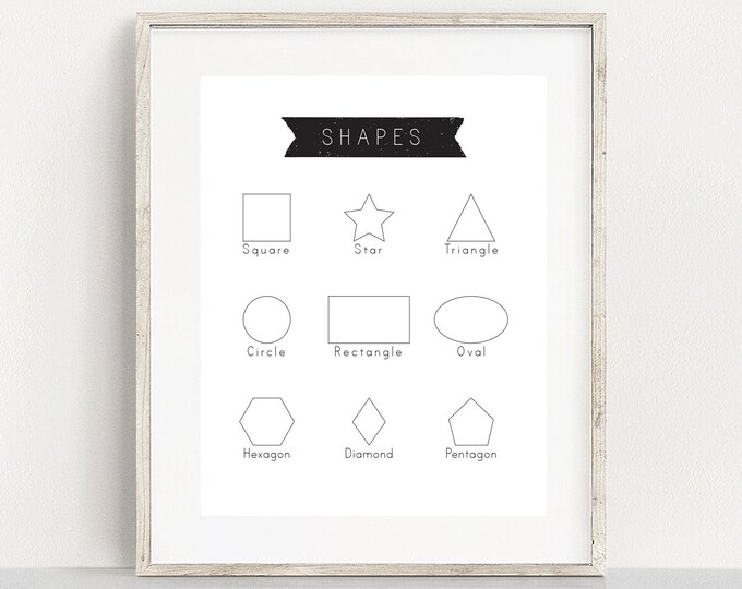 Shapes Poster For Preschoolers, Homeschool Learning Posters, Educational Kids Printable, Home Classroom Decor Ideas